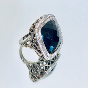 Sterling Silver 20MM Black Onyx Cushion Ring